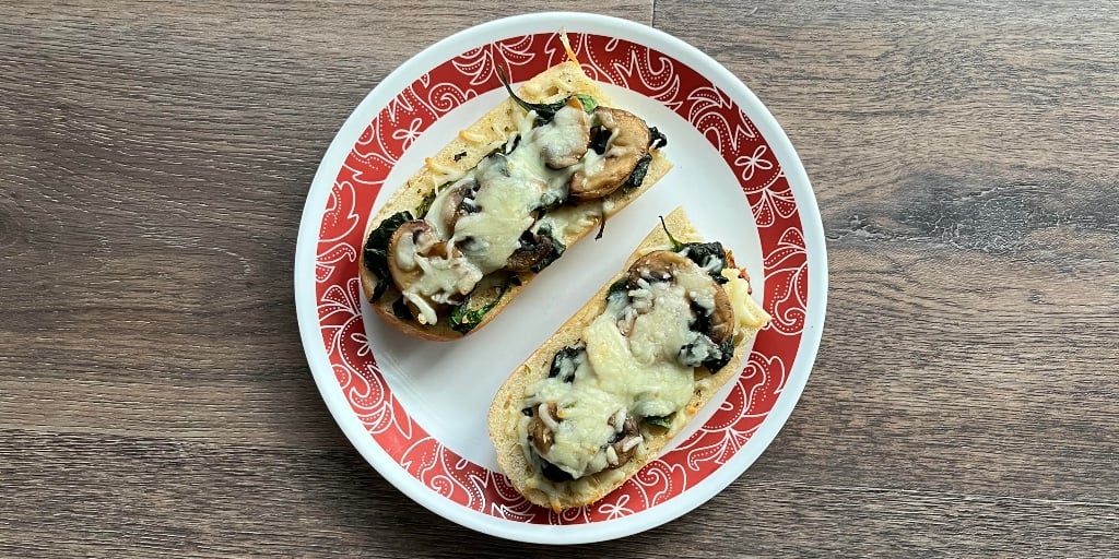 Meatless Friday SpinachMushroom French Bread Pizza
